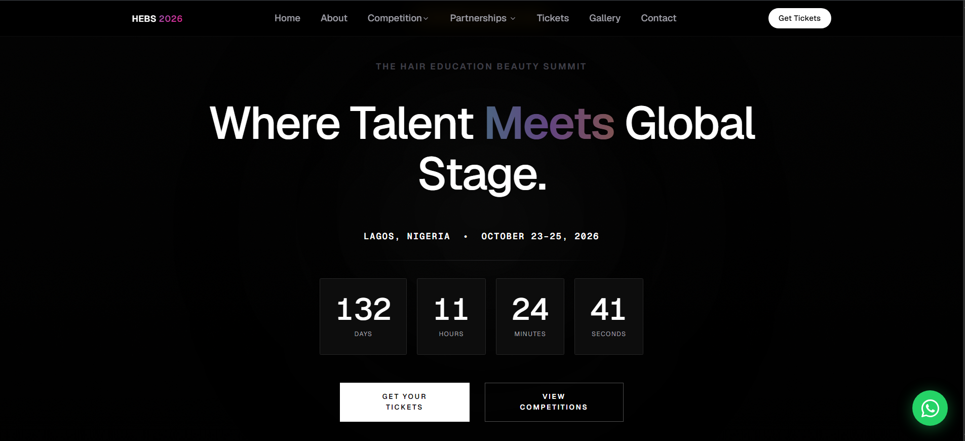 HEBS Lagos 2026 event website, screenshot