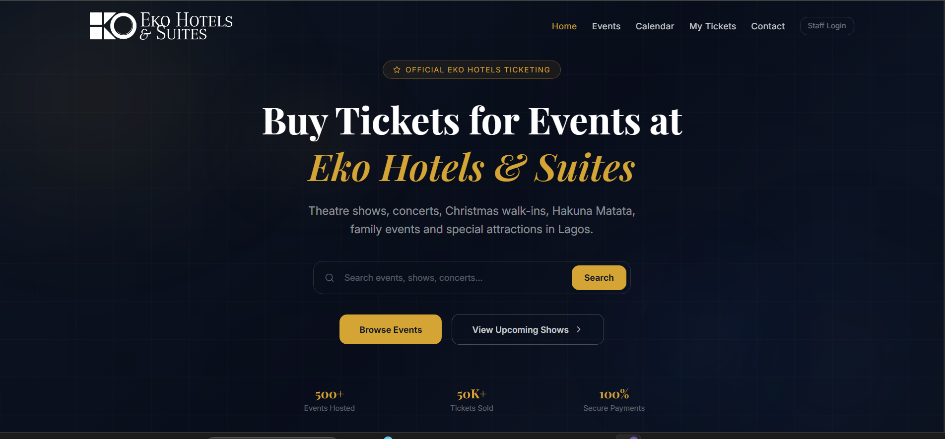 Eko Event Ticketing System, operational screenshot